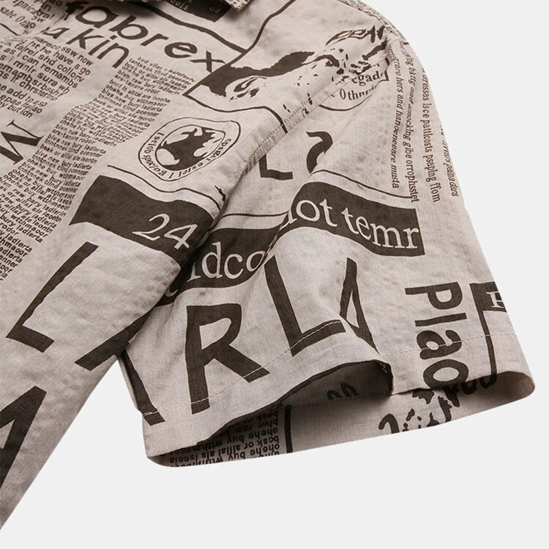 Fashion Casual Letter Printed Hawaiian Men's Shirt