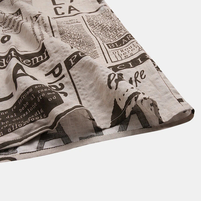 Fashion Casual Letter Printed Hawaiian Men's Shirt