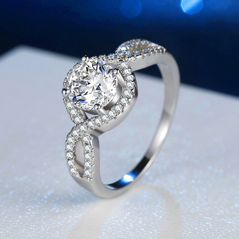 Zircon RingWomen's Fashion Wedding Bride Moissanite Ring 1.2g