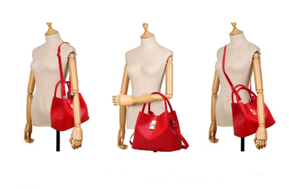 Women's bag shoulder bag thickening lychee pattern PU portable bucket bag women's mother Europe and America thick shoulder Messenger bag