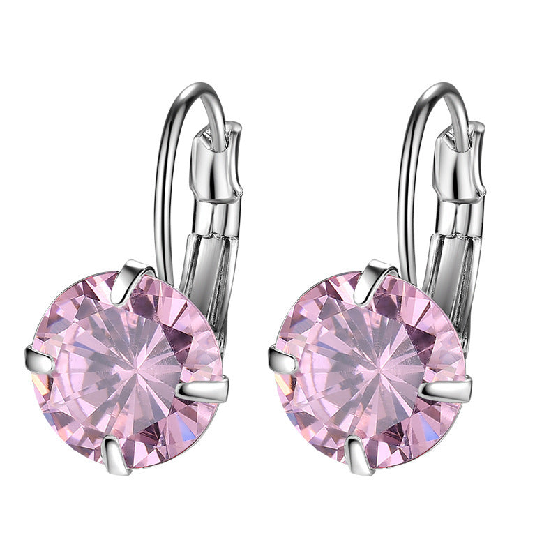 Single Zircon Colorful Ear Clip Simple Fashion Elegant European And American