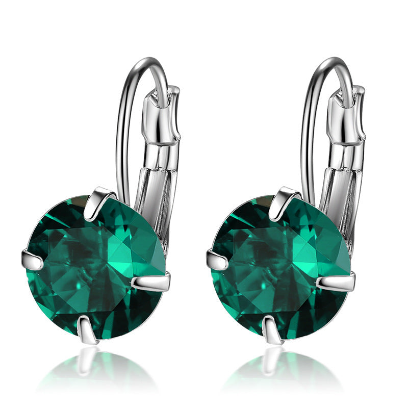 Single Zircon Colorful Ear Clip Simple Fashion Elegant European And American